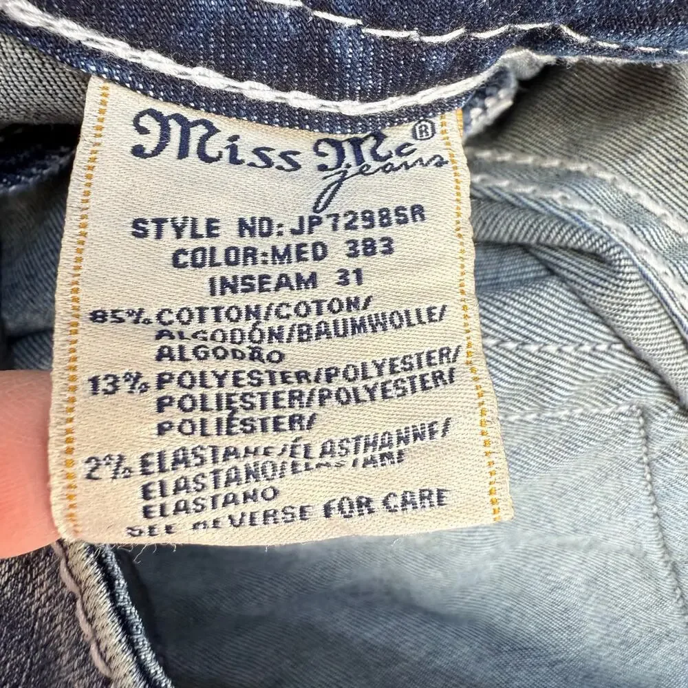 Miss Me Jeans Women's 27x31 Blue Signature Skinny Mystic Embellished Preppy - Picture 7 of 12